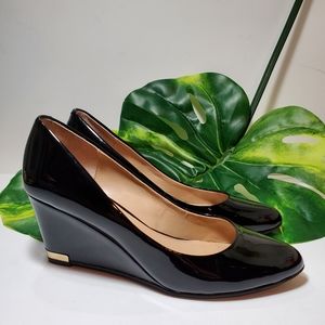 JUDITH RIPKA Black Patent Leather Wedge Heel 8.5M